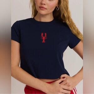 Navy Blue Lobster Graphic Tee. Size Small